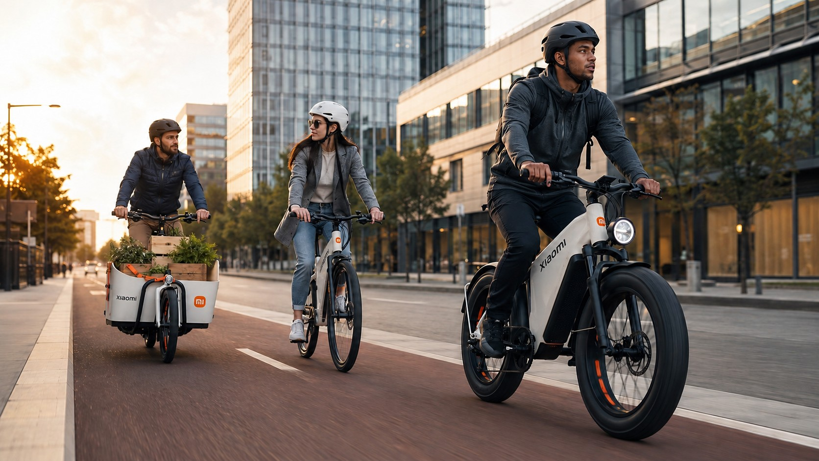 Xiaomi E-Bike mitten in der Stadt
